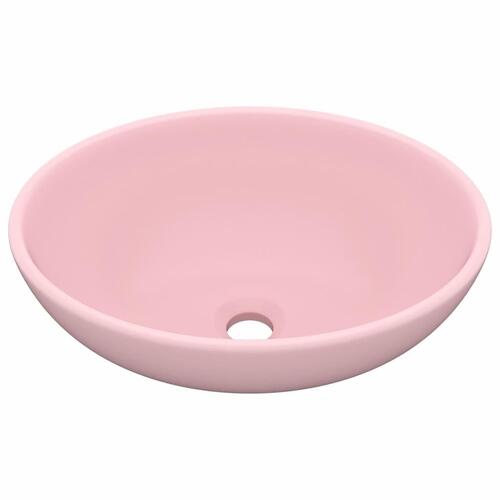 Luksuriøs håndvask 40x33 cm keramisk oval mat pink
