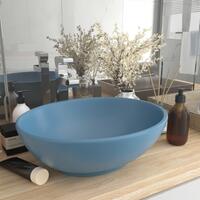 Luksuriøs håndvask 40x33 cm keramisk oval mat lyseblå