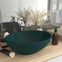 Luksuriøs håndvask 40x33 cm keramisk oval mat mørkegrøn