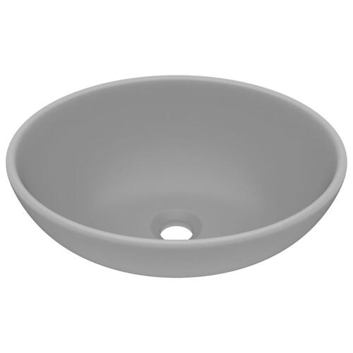 Luksuriøs håndvask 40x33 cm keramisk oval mat lysegrå