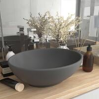 Luksuriøs håndvask 40x33 cm keramisk oval mat mørkegrå