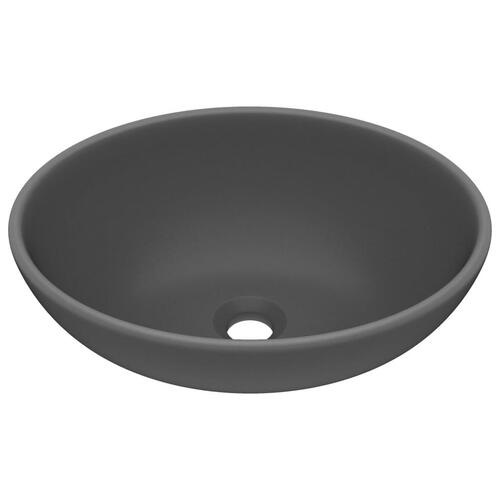 Luksuriøs håndvask 40x33 cm keramisk oval mat mørkegrå