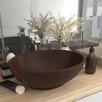 Luksuriøs håndvask 40x33 cm keramisk oval mat mørkebrun