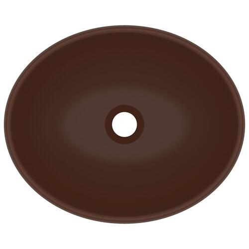 Luksuriøs håndvask 40x33 cm keramisk oval mat mørkebrun