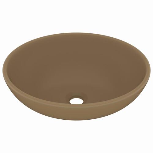 Luksuriøs håndvask 40x33 cm keramisk oval mat cremefarvet