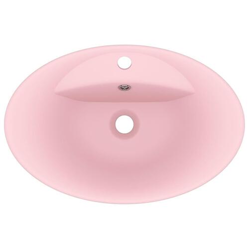 Luksuriøs håndvask med overløb 58,5x39 cm keramik oval mat pink