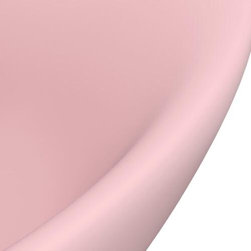 Luksuriøs håndvask med overløb 58,5x39 cm keramik oval mat pink