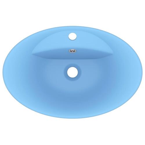 Luksuriøs håndvask overløb 58,5x39 cm keramik oval mat lyseblå