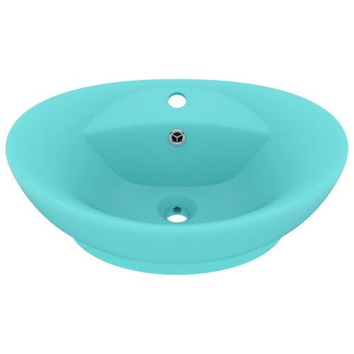 Luksuriøs håndvask overløb 58,5x39 cm keramik oval mat lysegrøn