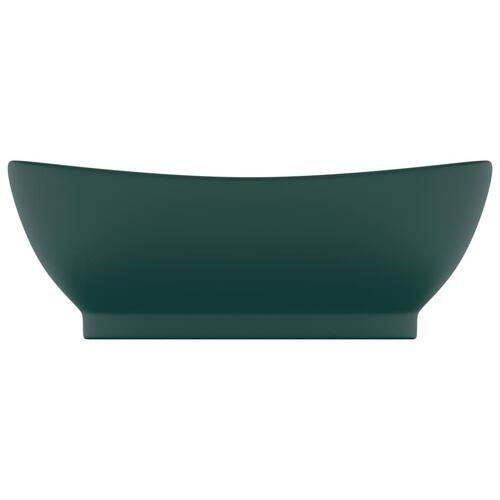 Håndvask med overløb 58,5x39 cm keramik oval mat mørkegrøn