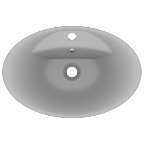 Luksuriøs håndvask overløb 58,5x39 cm keramik oval mat lysegrå