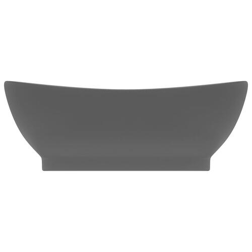 Luksuriøs håndvask overløb 58,5x39 cm keramik oval mat mørkegrå