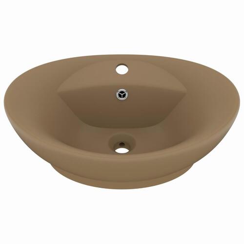 Luksuriøs håndvask overløb 58,5x39 cm keramik oval mat creme