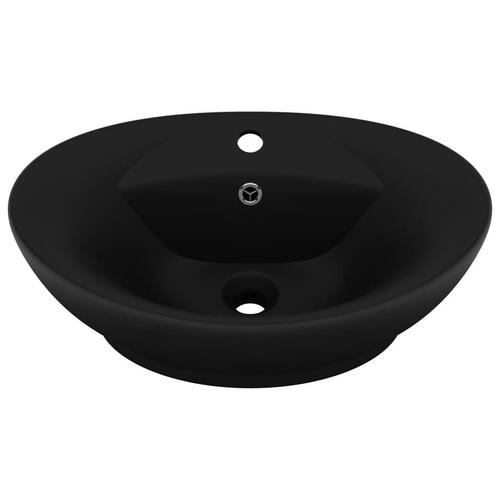 Luksuriøs håndvask overløb 58,5x39 cm keramik oval mat sort