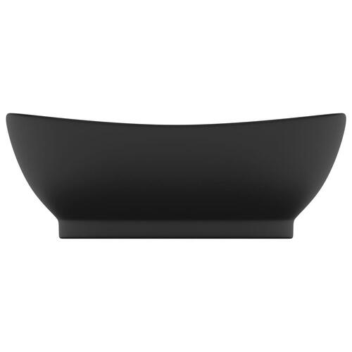Luksuriøs håndvask overløb 58,5x39 cm keramik oval mat sort