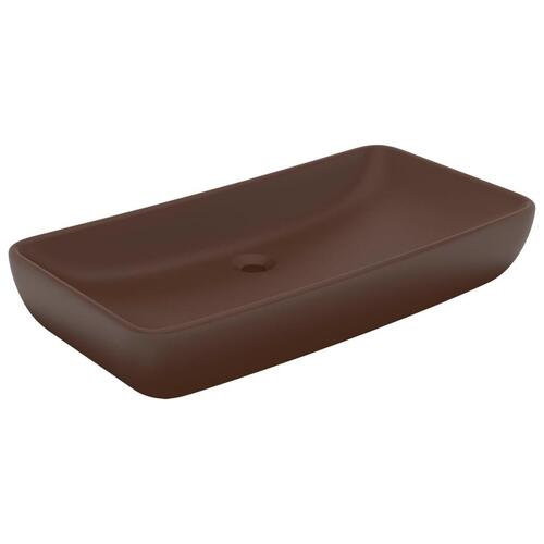 Luksuriøs håndvask 71x38 cm rektangulær keramik mat mørkebrun