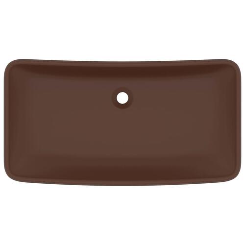 Luksuriøs håndvask 71x38 cm rektangulær keramik mat mørkebrun