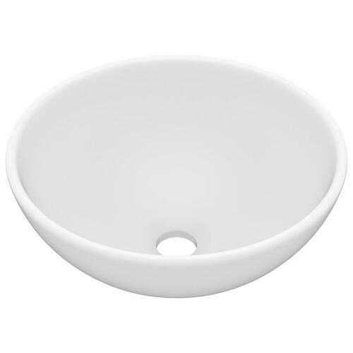 Luksuriøs badeværelsesvask 32,5x14 cm rund keramisk mat hvid