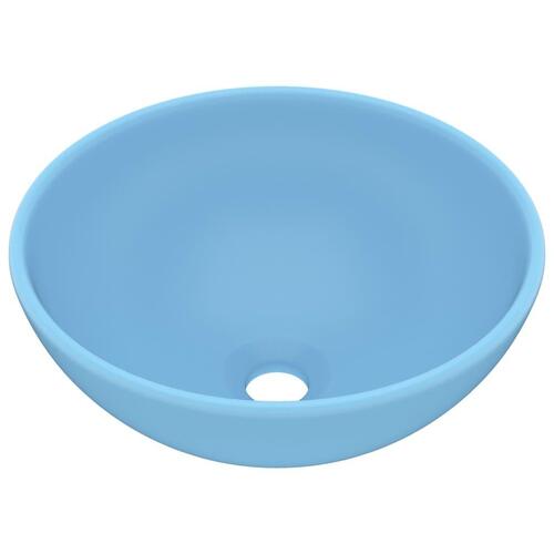 Luksuriøs håndvask 32,5x14 cm rund keramisk mat lyseblå