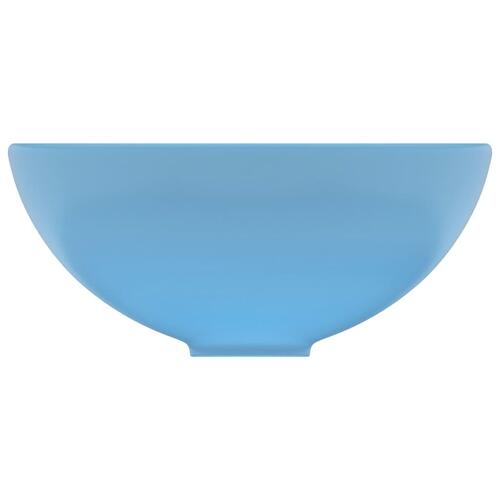 Luksuriøs håndvask 32,5x14 cm rund keramisk mat lyseblå