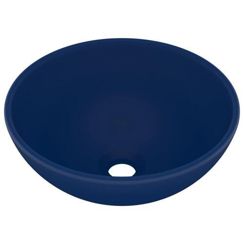 Luksuriøs håndvask 32,5x14 cm rund keramisk mat mørkeblå