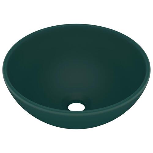 Luksuriøs håndvask 32,5x14 cm rund keramisk mat mørkegrøn