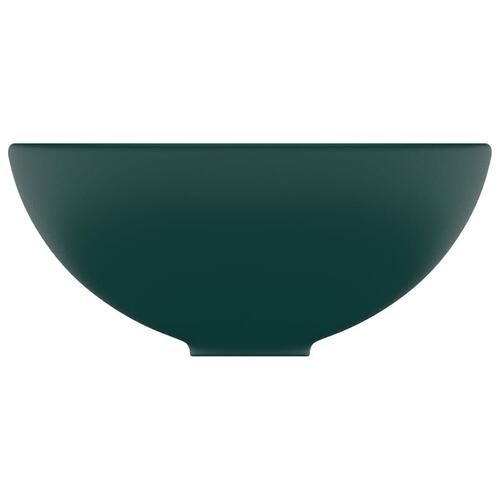 Luksuriøs håndvask 32,5x14 cm rund keramisk mat mørkegrøn