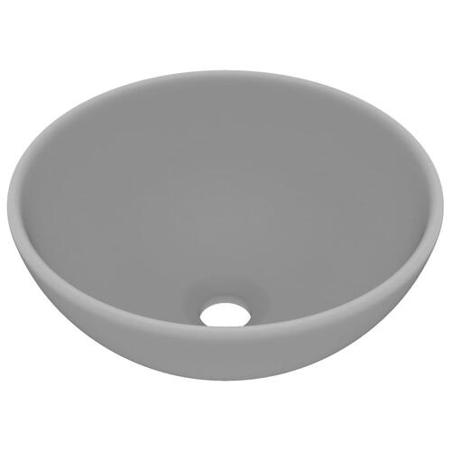 Luksuriøs håndvask 32,5x14 cm rund keramisk mat lysegrå