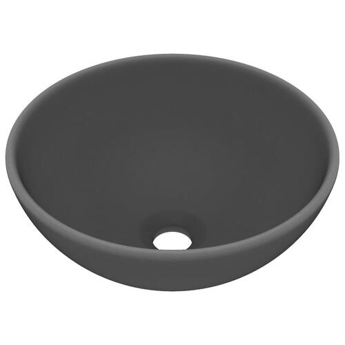 Luksuriøs håndvask 32,5x14 cm rund keramisk mat mørkegrå