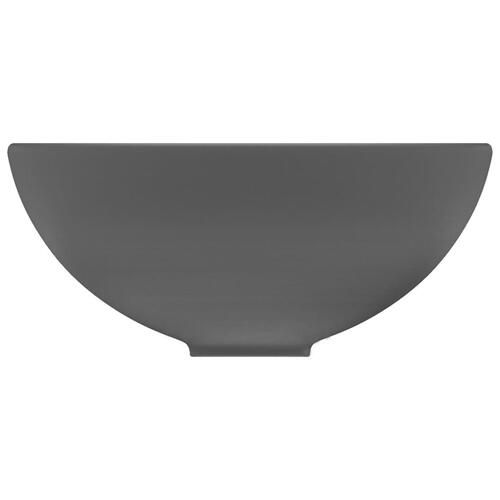 Luksuriøs håndvask 32,5x14 cm rund keramisk mat mørkegrå