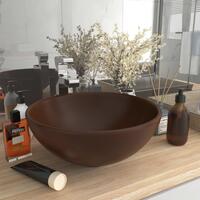 Luksuriøs håndvask 32,5x14 cm rund keramisk mat mørkebrun