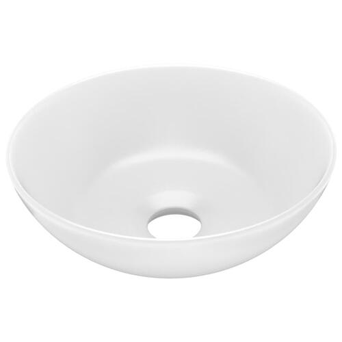 Keramisk håndvask til badeværelse rund mat hvid