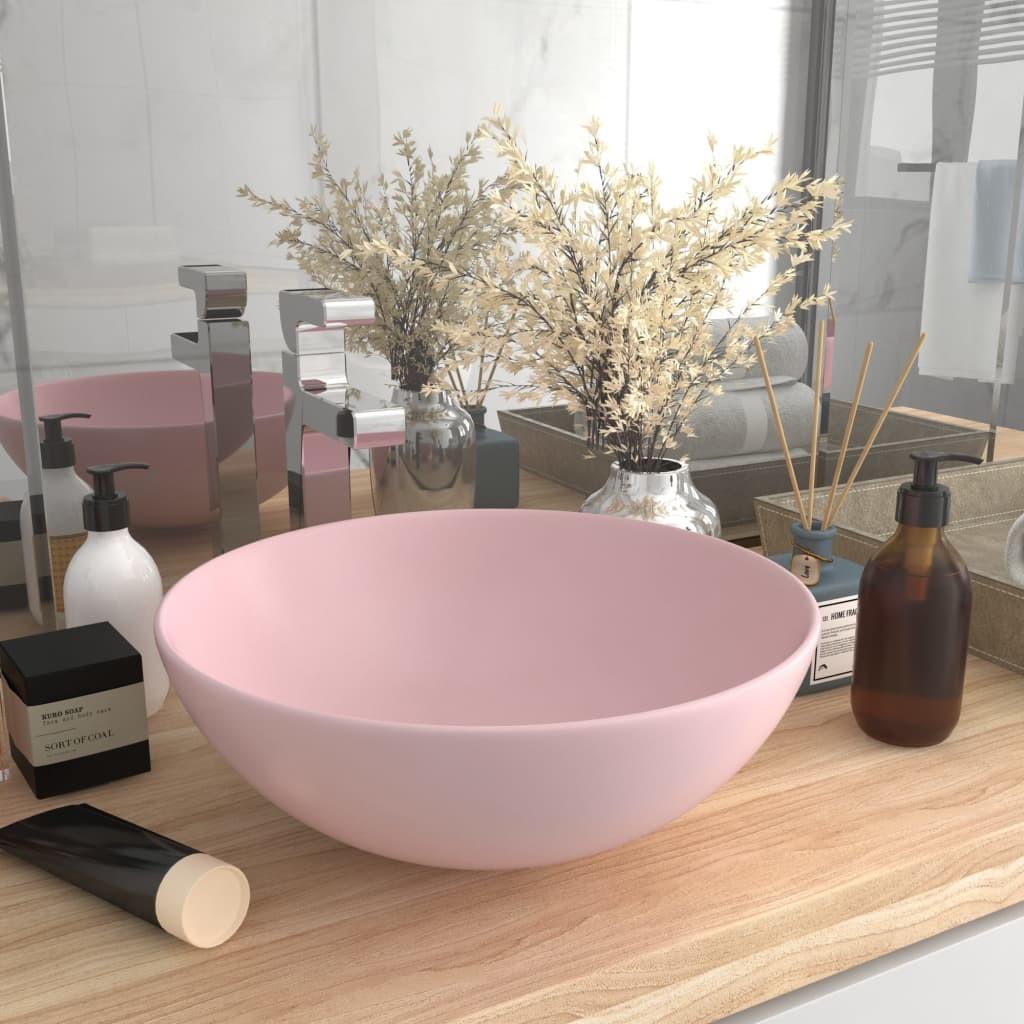 Keramisk håndvask til badeværelse rund mat pink