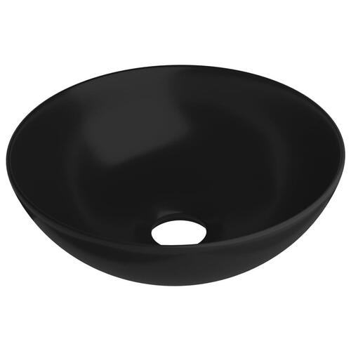 Keramisk håndvask til badeværelse rund mat sort