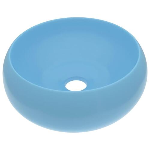 Luksuriøs håndvask 40x15 cm rund keramik mat lyseblå