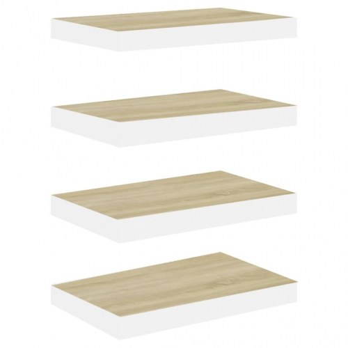 Svævehylder 4 stk. 50x23x3,8 cm MDF egetræsfarve og hvid