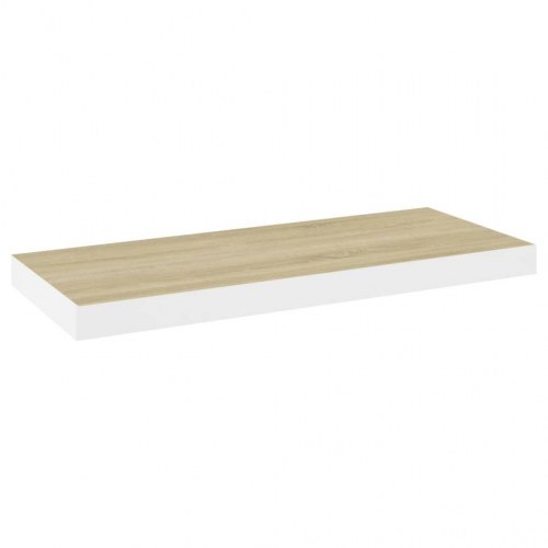 Svævehylde 60x23,5x3,8 cm MDF egetræsfarve og hvid
