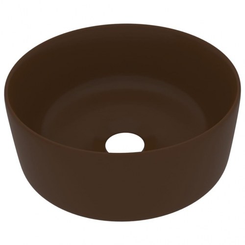 Rund håndvask i keramik 40 × 15 cm - mat mørkebrun