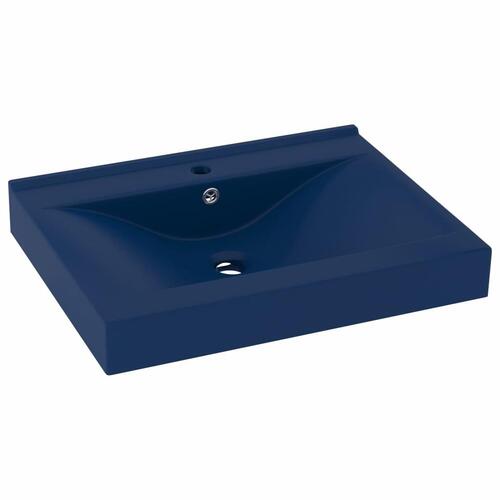 Luksuriøs håndvask m. vandhanehul 60x46 cm keramik mat mørkeblå