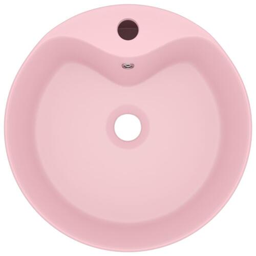Luksuriøs håndvask med overløb 36x13 cm keramik mat pink