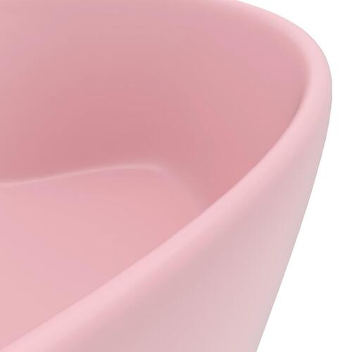 Luksuriøs håndvask med overløb 36x13 cm keramik mat pink