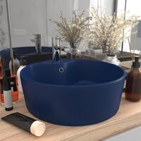Luksuriøs håndvask med overløb 36x13 cm keramik mat mørkeblå