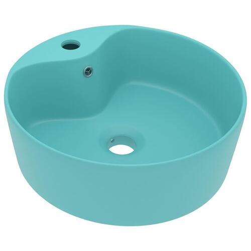 Luksuriøs håndvask med overløb 36x13 cm keramik mat lysegrøn