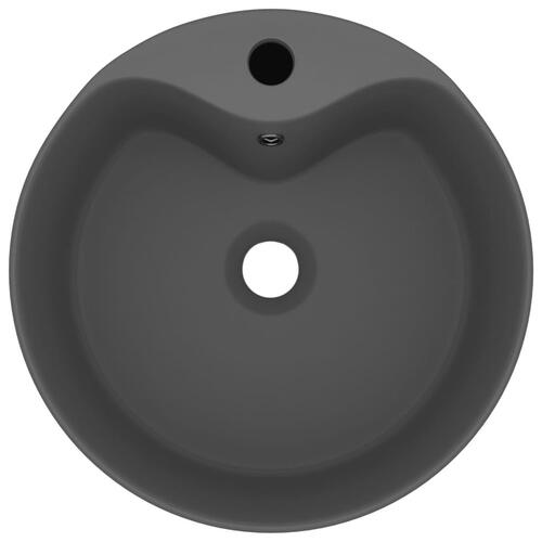 Luksuriøs håndvask med overløb 36x13 cm keramik mat mørkegrå
