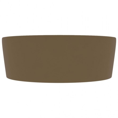 Rund håndvask i keramik med overløb 36 × 13 cm - mat cremefarvet