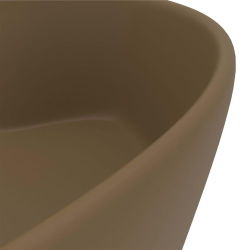 Rund håndvask i keramik med overløb 36 × 13 cm - mat cremefarvet