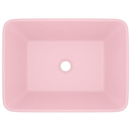 Luksushåndvask 41x30x12 cm keramik mat lyserød