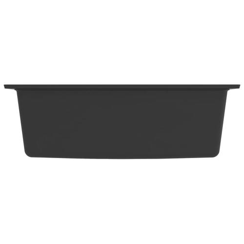 Køkkenvask med overløbshul granit sort