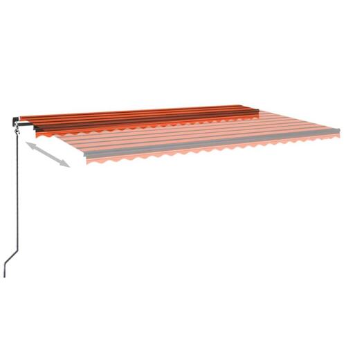 Markise m. LED-lys 500x350 cm manuel betjening orange og brun