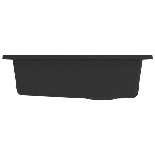 Køkkenvask med overløbshul granit sort